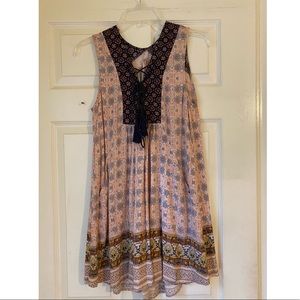 Boho Patterned Vestique Dress